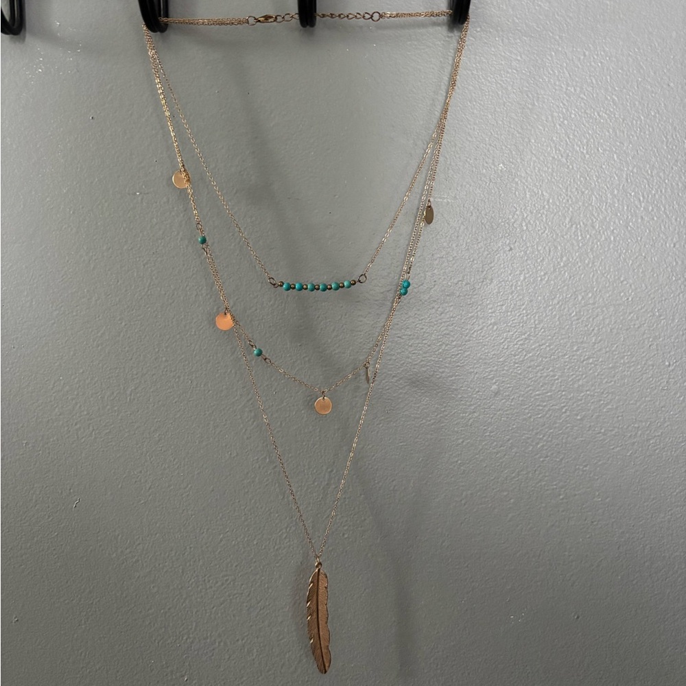 Boho Layered Gold and Turquoise Necklace